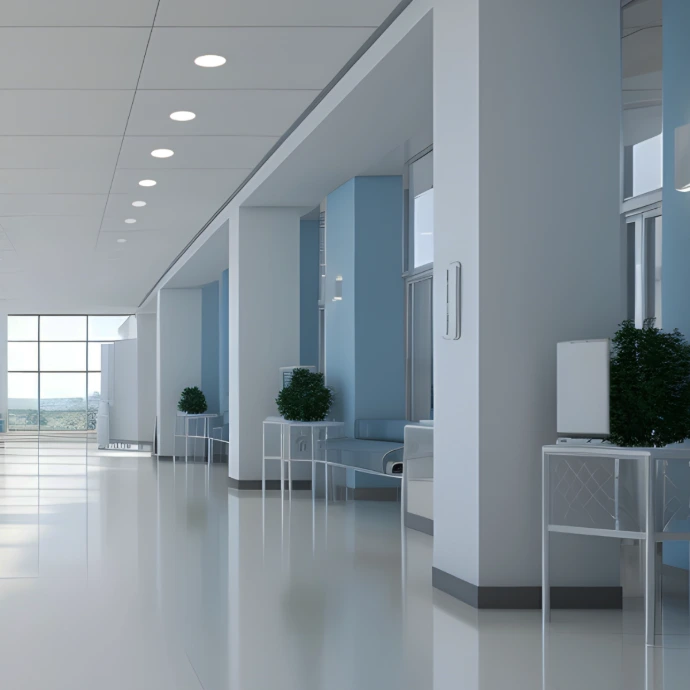Couloir éclairé par une rangée de downlights LED KUMA2 - CBK