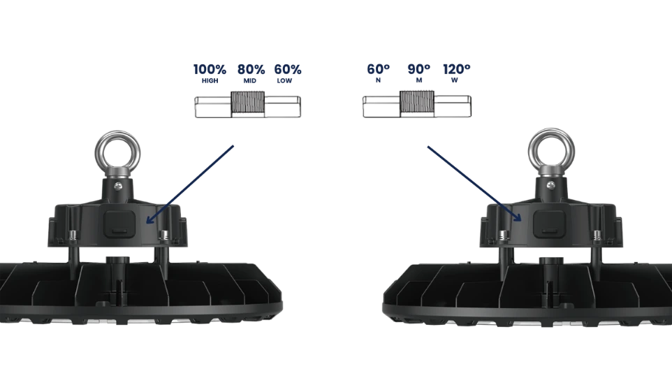 Sélecteurs de puissance et d’angle du highbay LED LUNARIS4 - CBK