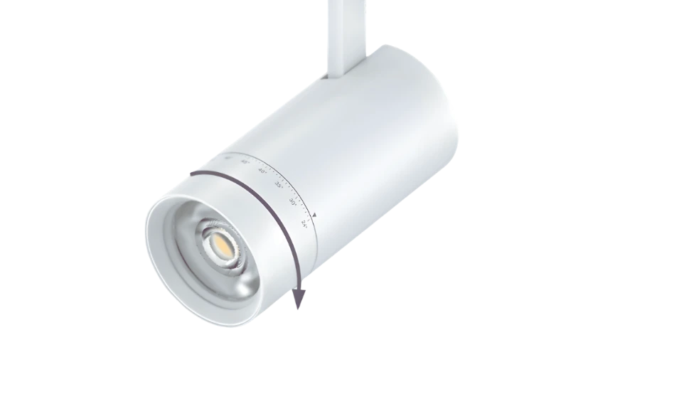 Zoom faisceau angle du projecteur LED sur rail CIONE3 - CBK