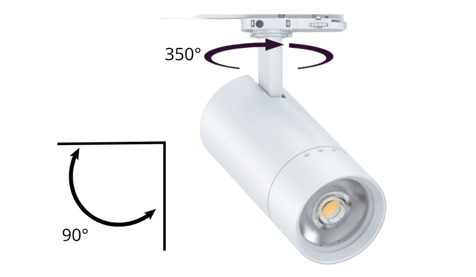 Orientation horizontale et verticale du projecteur LED sur rail CIONE3 - CBK
